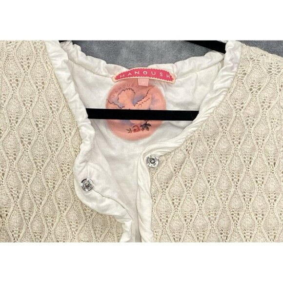 MANOUSH Women Sweater Size M Ivory Cardigan Single Snap Metallic Event Elegant - Picture 4 of 13